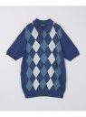SHIPS MEN ALANPANE: 16ゲージ アーガイルチェック コットン ニット ポロシャツ シップス トップス ニット ホワイト【送料無料】