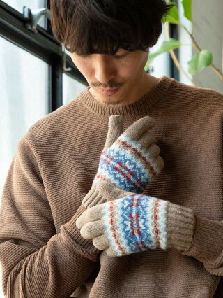 【SALE/50%OFF】coen バティックジャガードグローブ コーエン ファッショングッズ 手袋 ベージュ グレー【RBA_E】