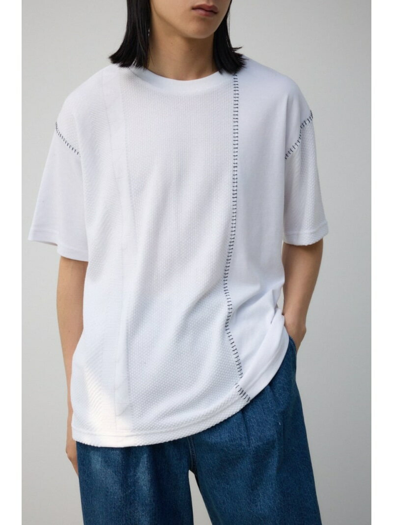 AZUL BY MOUSSY ブランケットステッチデザイントップス アズールバイマウジー トップス カットソー・Tシャツ ホワイト ブラック グレー【送料無料】