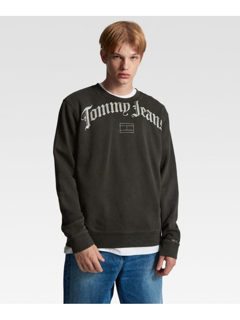 【SALE／40%OFF】TOMMY JEANS TJMリラックスグランジアーチクルーネックプルオーバー トミーヒルフィガー トップス スウェット・トレーナー ブラック レッド【RBA_E】【送料無料】