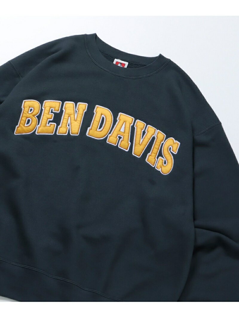 BEN DAVIS / WHITE LABEL 【BEN DAVIS(ベンデイビス)】ARCH LOGO PATCH CREW SWEAT / カレッジロゴ サテンワッペン スウェット ナバル カットソー スウェット グレー グリーン ブルー【送料無料】