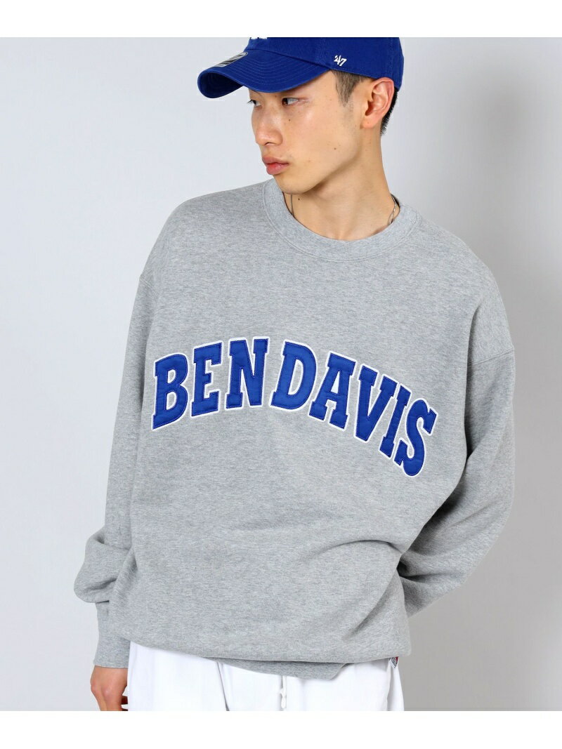 BEN DAVIS / WHITE LABEL 【BEN DAVIS(ベンデイビス)】ARCH LOGO PATCH CREW SWEAT / カレッジロゴ サテンワッペン スウェット ナバル カットソー スウェット グレー グリーン ブルー【送料無料】