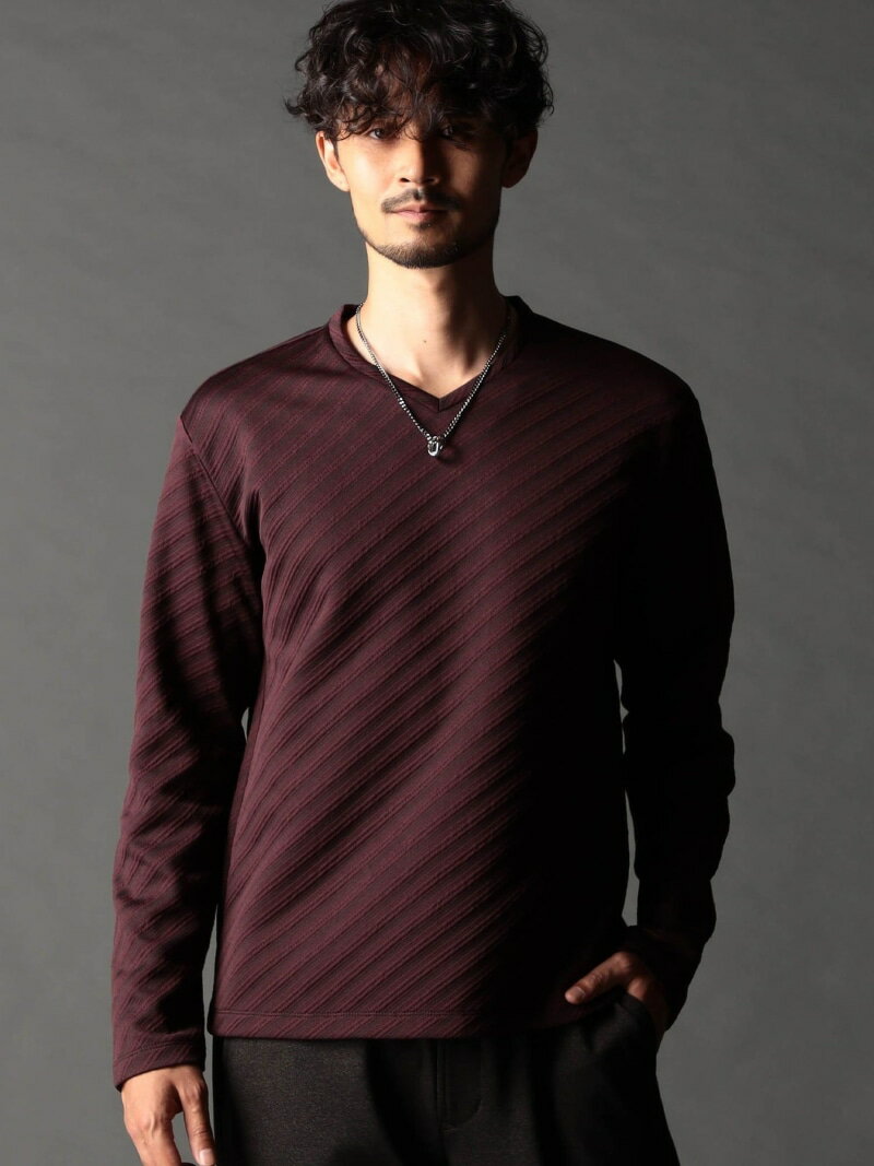 NICOLE CLUB FOR MEN ブリスターバイヤスジャカードVネックプルオーバー ニコル トップス その他のトッ..