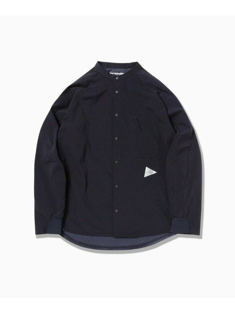 and wander fleece base band collar shirt アンドワンダー トップス シャツ・ブラウス ブラック ネイ..