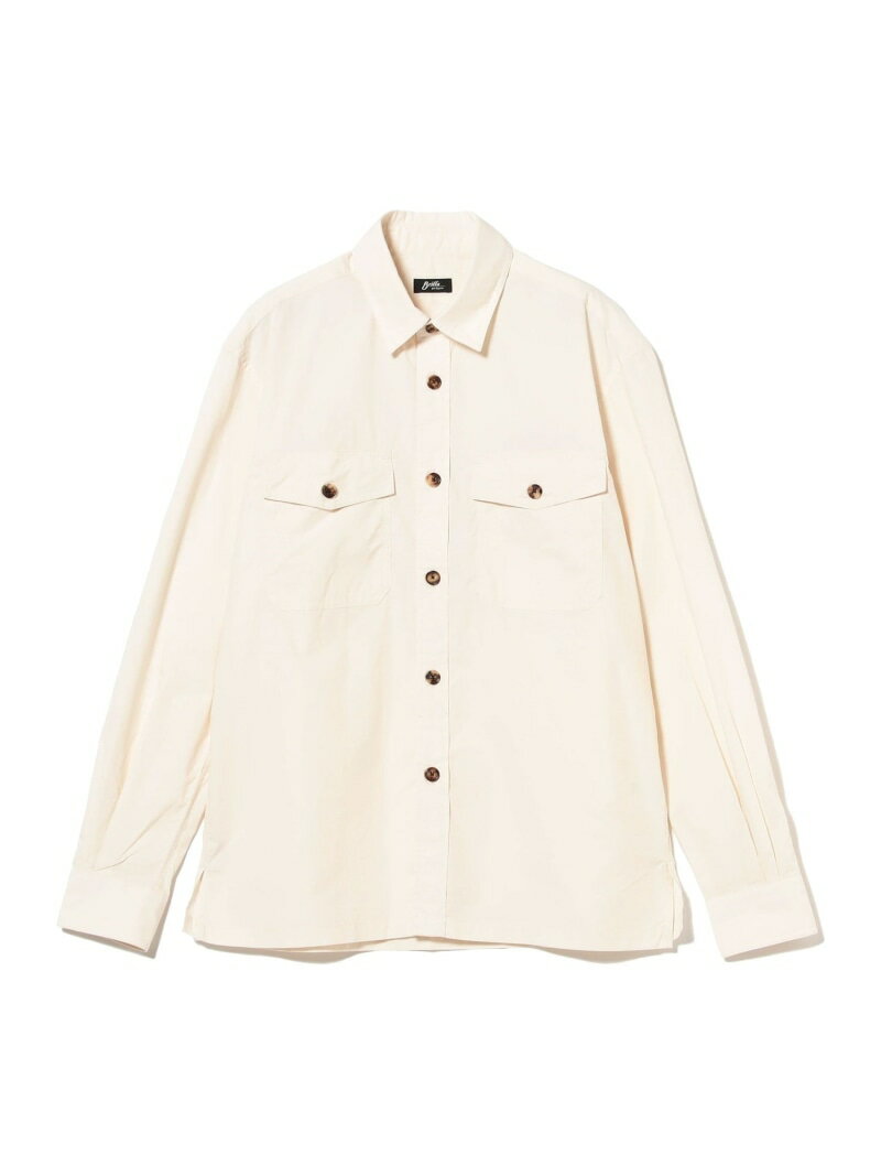 【SALE／30%OFF】Brilla per il gusto 【10/23新規値下げ】コットンタイプライター ダブルポケット オーバーシャツ ビームス メン トップス シャツ・ブラウス ネイビー ベージュ ホワイト【RBA_E】【送料無料】