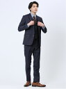 【SALE/30%OFF】TAKA-Q 光沢ウール混 スリムフィット 2ボタン3ピーススーツ シャドーストライプ紺 タカキュー スーツ・フォーマル セットアップスーツ ネイビー【RBA_E】【送料無料】