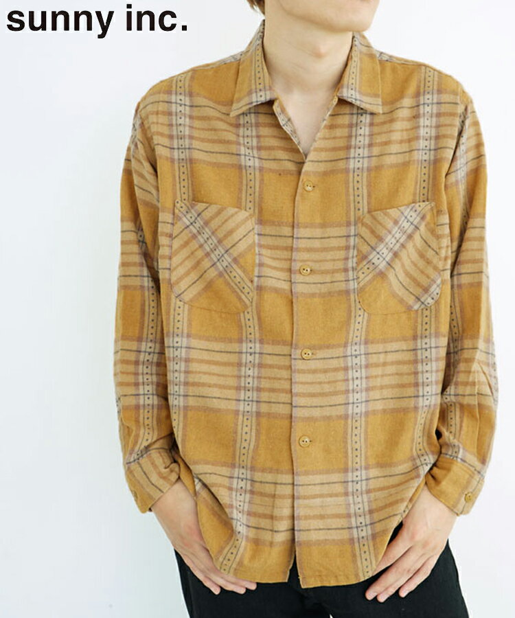 SUNNY INC サニーインク メンズ シャツ CHECK PLAID BOX SHIRTS マスタード DR23F00200 DAN RIVER トップス チェックシャツ シンプル 新作 長袖