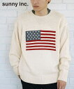 SUNNY INC サニーインク メンズ ニット FLAG CREW SWEATER ホワイト SN22F01600 SUNNY SPORTS GOLF トップス オーバーサイズ セーター シンプル 新作 長袖