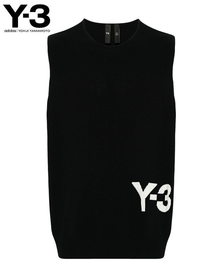 Y-3 ワイスリー メンズ ベスト Y-3 KNIT VEST IZ3168 ブラック トップス クルーネック クラシック ロゴ シンプル ニット レイヤード yohji yamamoto