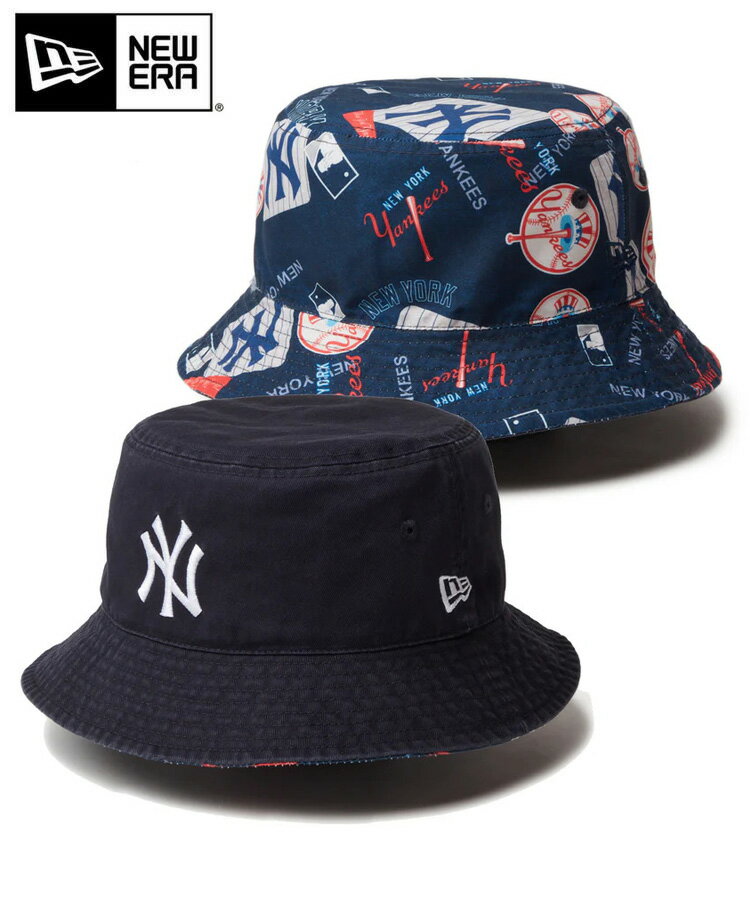 NEW ERA ニューエラ ハット バケット01 リバーシブル MLB Reversible Hat ニューヨーク・ヤンキース ネイビー 14307407 帽子 ロゴ 刺繍 バケットハット メンズ レディース ユニセックス 球団モチーフ ワードマーク