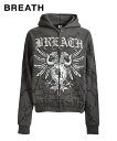 BREATH ブレス メンズ パーカー TWIN HEAD LOGO ZIP UP HOODIE ブラック BR25SS-C5007 BADHOP バッドホップ トップス フーディー ジップアップ スウェット 長袖 ヒップホップ レディース ユニセックス(4)