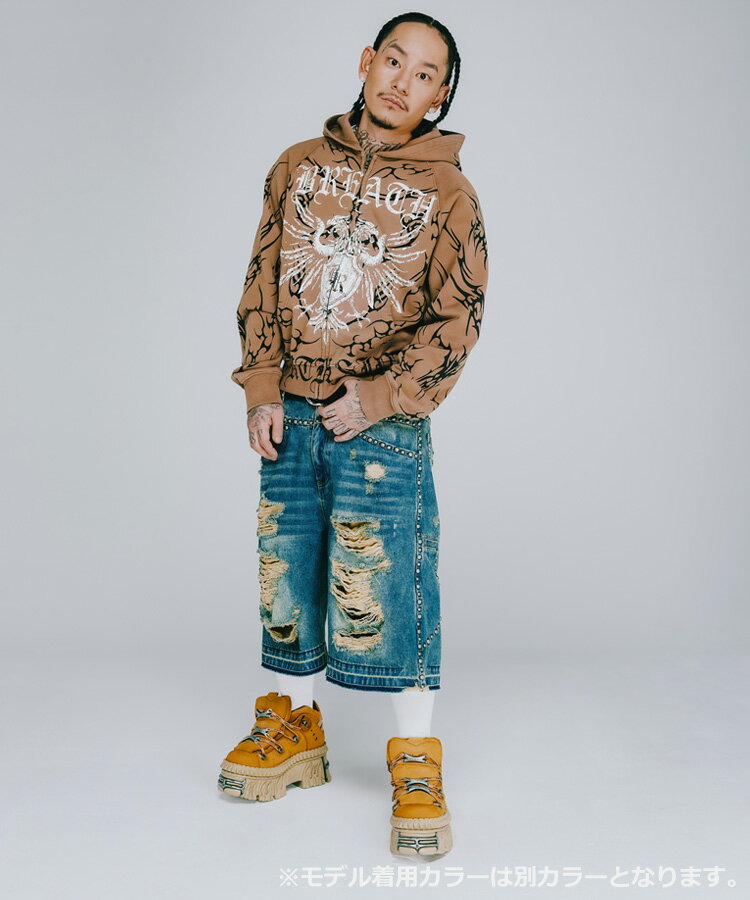 BREATH ブレス メンズ パーカー TWIN HEAD LOGO ZIP UP HOODIE ブラック BR25SS-C5007 BADHOP バッドホップ トップス フーディー ジップアップ スウェット 長袖 ヒップホップ レディース ユニセックス