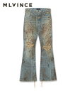 MLVINCE メルヴィンス メンズ パンツ DISTRESSED FLARE JEANS フェードインディゴ DFJ17IN ボトムス デニム ダメージ リペ...