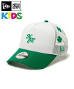 NEW ERA ニューエラ キャップ キッズ Youth 9FORTY A-Frame トラッカー Mesh Embroidery クローバー ホワイト ケリーグリーン 14392029 メッシュキャップ 帽子 刺繍 ベースボールキャップ サイズ調整