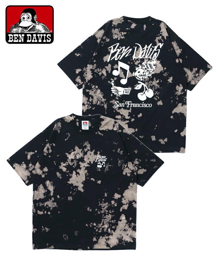 BEN DAVIS ベン デイビス メンズ Tシャツ BLURRED VNTG TEE スポッツブリーチ 25580050 カジュアル ブリーチ クルーネック プリント グラフィック 半袖