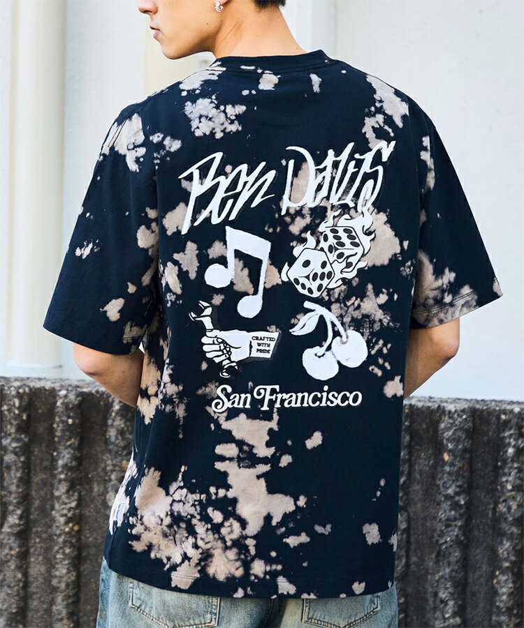 BEN DAVIS ベン デイビス メンズ Tシャツ BLURRED VNTG TEE スポッツブリーチ 25580050 カジュアル ブリーチ クルーネック プリント グラフィック 半袖