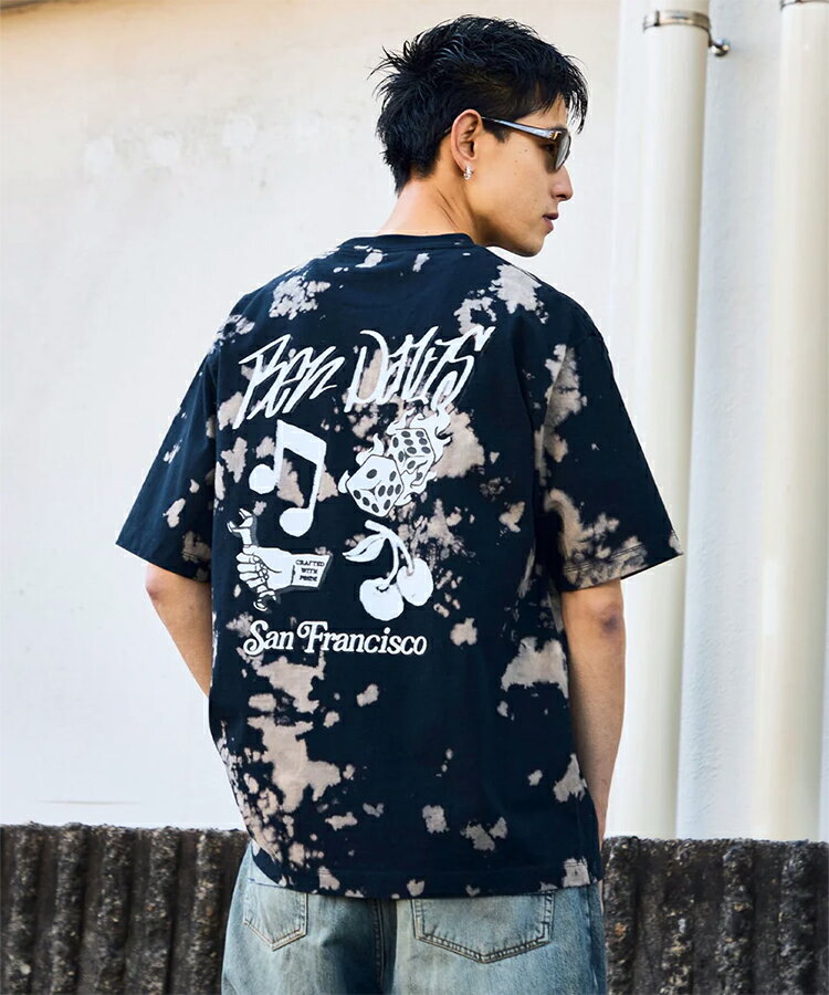 BEN DAVIS ベン デイビス メンズ Tシャツ BLURRED VNTG TEE スポッツブリーチ 25580050 カジュアル ブリーチ クルーネック プリント グラフィック 半袖