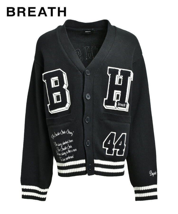BREATH ブレス メンズ カーディガン BH PATCH KNIT CARDIGAN ブラック BR25AW-N3002 BADHOP バッドホップ トップ...