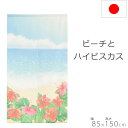 のれん ビーチとハイビスカス 85×150