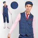 【EX-B4】ベスト オルタネイトストライプシングルベスト(ポケットチーフ付)【送料無料】 エクセランゴルフ Excellent Golf ニッカボッカー ニッカーズ 英国紳士 ゴルフウェア メンズ 通年 春 秋 冬 ゴルフ