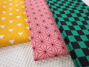 【在庫限りのsale】●【市松】【麻の葉】【うろこ】模様CBプリント生地カットクロス生地巾110cm×50cm和柄CBポプリン生地のカットクロスです。チェック/四角/三角/グリーン/ブラック/ピンク/イエロー/ハンドメイド/手作り/スタイ/マスク/ハンカチ/