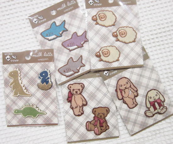 【milk-latteシリーズ】シール&アイロン接着ワッペン/アップリケ/入園入学/ミルクラテ/ダイナソー/テデ..