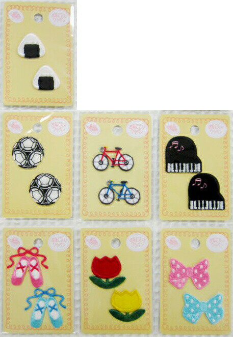 ★≪お気に入りシリーズ≫ミニワッペン☆入園入学におすすめです☆(おにぎり/サッカー/自転車/ピアノ/トゥシ..