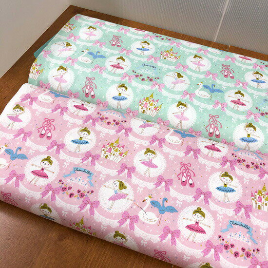 ●＜＜Putite ecole girl's シリーズ＞＞/ゆめかわバレリーナ・バレエグッズ柄生地/オックス生地/女の子/バレエシューズ/リボン/スワン白鳥/入園入学/スモック/レッスンバッグ/シューズバッグ/巾着袋/N21