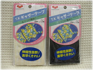 取り付けかんたん♪ミシンで縫いつけ、ゴム糸を引くだけ！【ギャザーテープ】3.5cm巾×1.7m