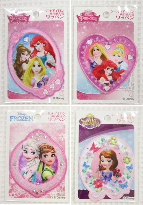ディズニープリンセス≪Disney princess≫ ワッペンシールでもアイロンでも両方使えるワッペンです。☆入園入学におすすめです☆(ディズニー/プリンセス/アナ雪/アリエル/ラプンツェル/ベル/シンデレラ/アナ/エルサ/ソフィア/アップリケ/シールワッペン)