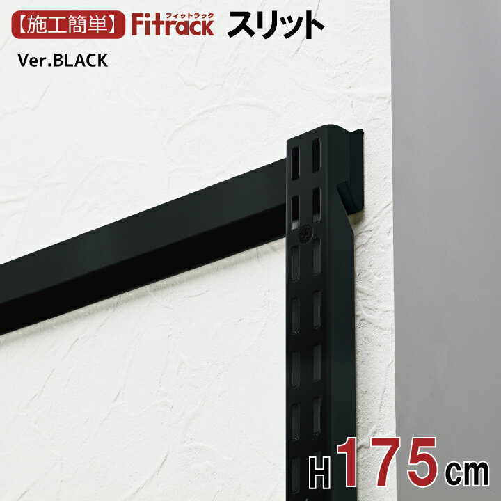 【FKスリット BLACK 高さ175cm※1セット最低2本必要・1列=2本・2列=3本・3列=4本ご注文ください】 DIY 棚柱 ダボレール 棚 ラック 収納 レール 棚受け金具 支柱 ダボ スリット ブラック 黒 Fitrack EFF. フィットラック エフ