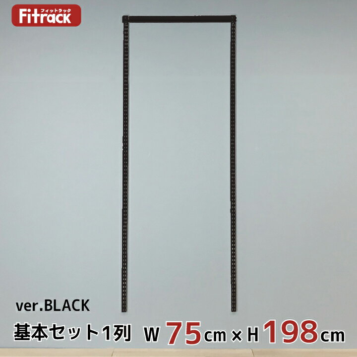 【基本セットBLACK(骨組セット) 1列 幅75cm×高さ198cm】 DIY クローゼット ハンガーラック 棚 ラック 収納 レール ワードローブ 吊り下げ収納 収納ラック 収納棚 大容量 頑丈 Fitrack EFF. フィットラック エフ