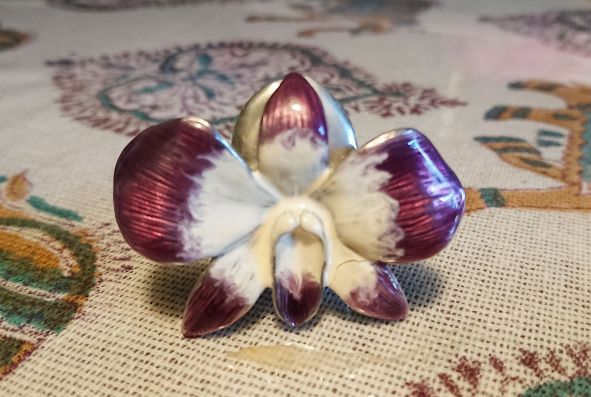 ピューター製カードホルダーオーキッド