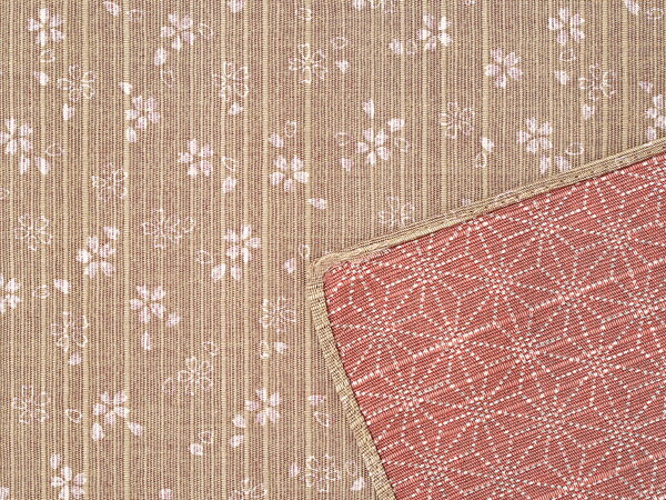 リバーシブル大判和柄ハンカチ両面柄【桜（亜麻色）／麻の葉（桜色）】