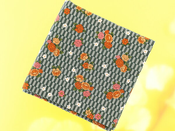 大判和柄ハンカチ【矢羽牡丹】緑