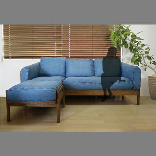 オットマン付デニムラグジュアリーソファ デニムインテリア デニム家具 西海岸風 インダストリアル デニムソファ デニム ダイニングソファ スツール デニムスツール 撥水ソファ 撥水 ボブソン 店舗家具 すえ木工のサムネイル