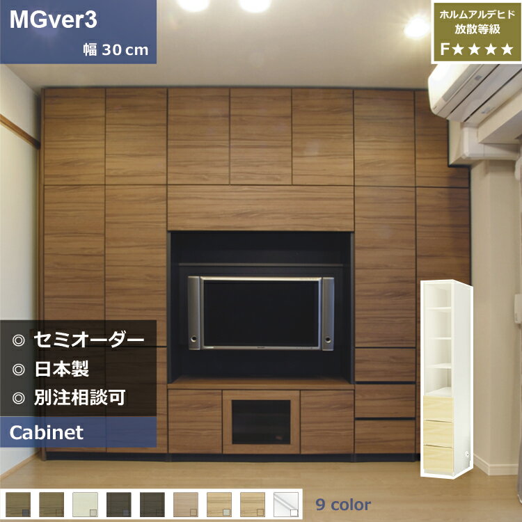 壁面収納 MGver3 FW D47 30-ONH テレビ台 つっぱり 本棚 デスク TVボード 収納棚 食器棚 転倒防止 収納 日本製 セミオーダー リフォーム 家具 すえ木工