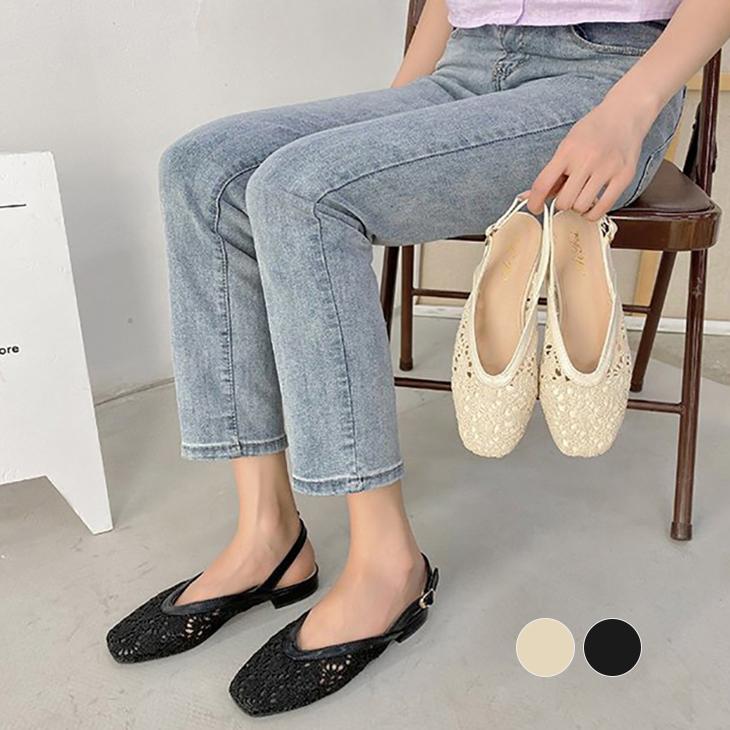 レース バックストラップ ミュールパンプス フラットシューズ レディース ローヒール 花柄 透け きれいめ 上品 ナチュラル 仕事 通勤 大人 オフィスサンダル かかとなし 可愛い 靴 シューズ 疲れない 2021春夏新作 【k3-yy880】【予約販売：15-20日】【送料無料】宅込