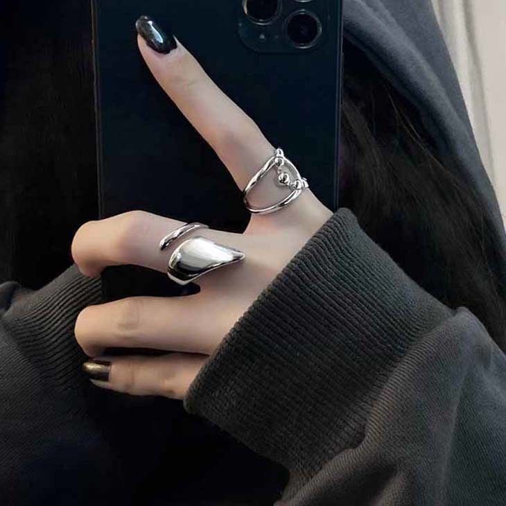 指輪 2個セット リング アクセサリー オープンリング ステンレス プレゼント ギフト おしゃれ ア ...