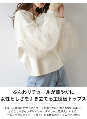 【25AW×半額クーポン】【奇跡の再販】トップス チュール ボリュームスリーブ ぽわん袖 大人 長袖 レディース 秋冬【lstp304-582】【即納:1-5営業日】【送料無料】ユ込3 - Image 2