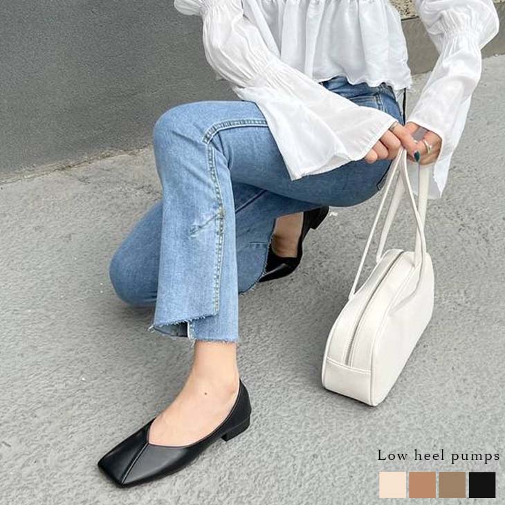【半額クーポン対象】パンプス ステッチシューズ フラット シンプル ぺたんこ ローシューズ カジュアル きれいめ 靴 シューズ 歩きやすい お出掛け 秋冬 OL 通勤 韓国ファッション【jdl609-5】【即納:1-5営業日】60別