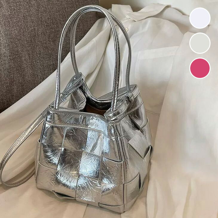 【半額クーポン対象】編み込み ショルダーバッグ トートバッグ 2way キューブ 合成皮革 かばん 肩掛け レディース トレンド 人気 プチプラ 韓国ファッション 【azkss24-206】【即納：1-5営業日】【送料無料】80込