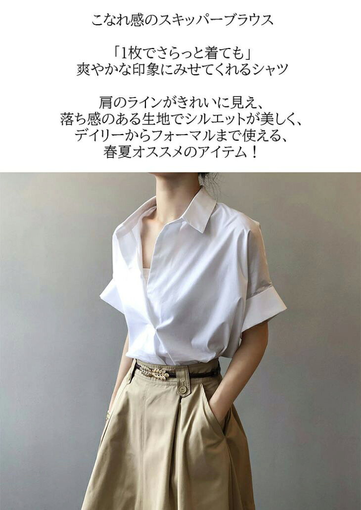 【60％OFFクーポン対象】シャツ レディース ブラウス 半袖シャツ Vネック ドルマン オフィス 涼しい シンプル 大人カジュアル レディース トレンド 人気 韓国ファッション 秋冬【kl-tp05】【即納：1-5営業日】【送料無料】メ込2 sugarbiscuit-10161872 SUGAR BISKET サンプル画像2
