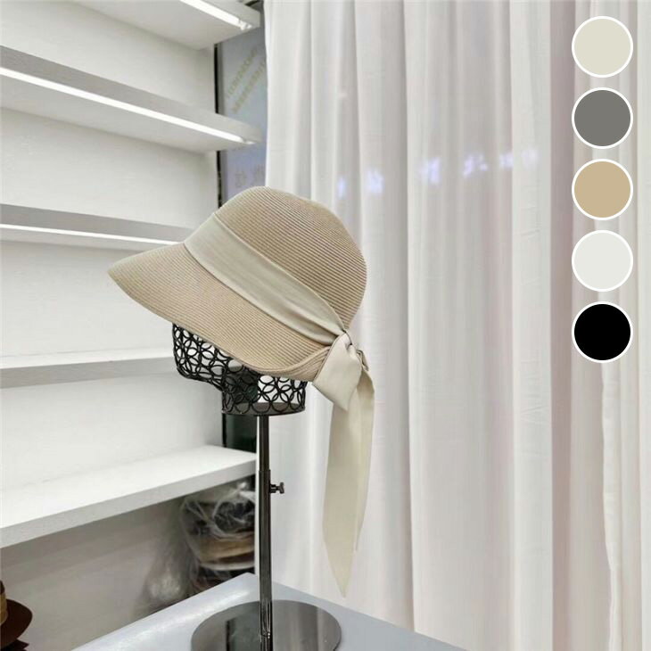 リボン付き キャプリン ハット 帽子 大きめリボン 無地 大きさ調整可 ガーリー かわいい 日よけ 夏 おすすめ レディース オシャレ トレンド 人気 プチプラ 韓国ファッション 【azk406-608】【即納：1-5営業日】【送料無料】宅込