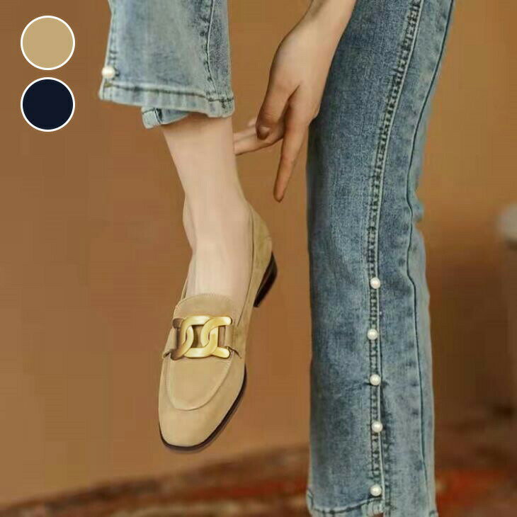 【半額クーポン対象】ポインテッドトゥ ローファー 歩きやすい 太ヒール スエード調 カジュアル 痛くない ぺたんこ ローヒール ガーリー シンプル お洒落 レディース 大人 韓国ファッション【k3-qm901】【即納：1-5営業日】【送料無料】60込