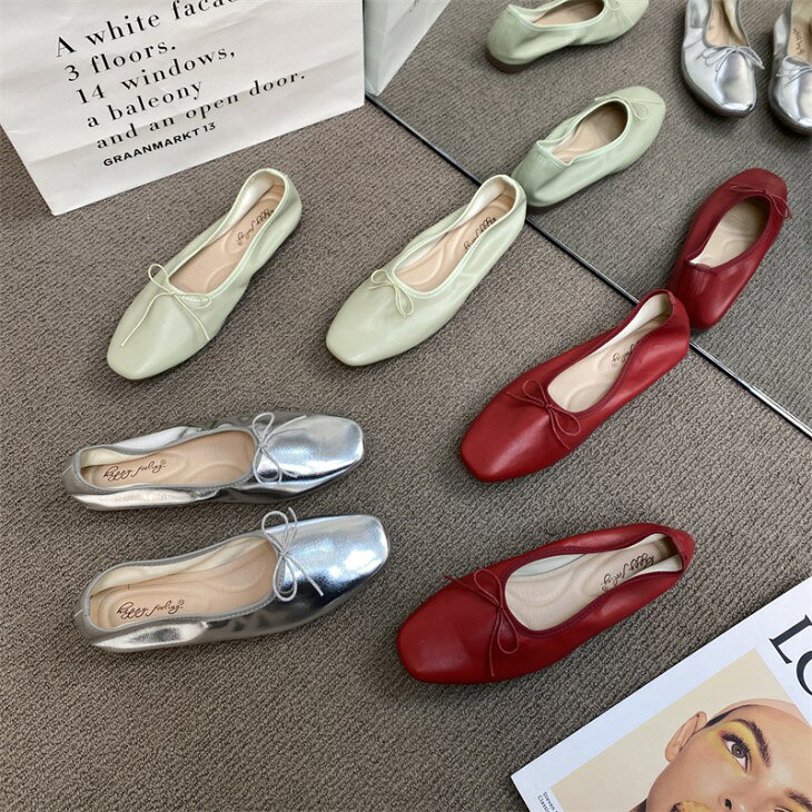樂天商城 - バレエシューズ パンプス ぺたんこ フラット リボン 楽ちん やわらかい シューズ 靴 可愛い カジュアル ガーリー 女子会 シンプル お洒落 レディース 大人 韓国ファッション【ash501-007】【予約販売：15-20日】【送料無料】宅込