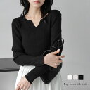 【25AW×半額クーポン】キーネック リブニット 長袖 ストレッチ シンプル ロングシーズン トップス レディース おすすめ 2025秋冬新作 【lstpss25-1014】【即納&予約:10月23日入荷予定順次発送】【送料無料】メ込2