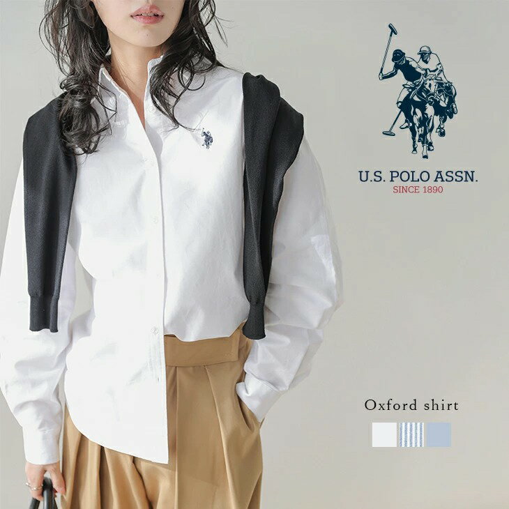 乐天商城 - 【半額クーポン対象】U.S. POLO ASSN. 別注 ロゴ刺繍 ワンポイント刺繍 オックスフォードシャツ レギュラーカラー シーズンレス コットン100％ 2026春夏新作 【lstpss26-pl005】【即納：1-5営業日】【送料無料】メ込2