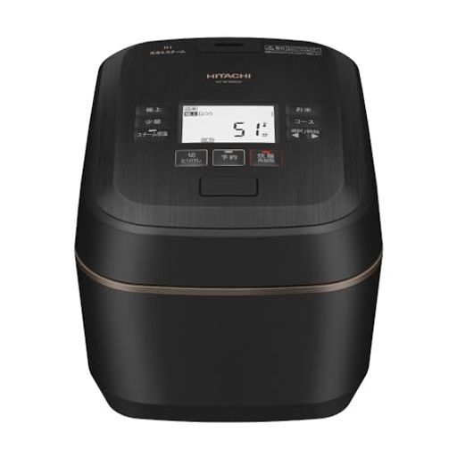 日立 炊飯器 5.5合 圧力&スチームIH 蒸気カット RZ-W100EM K 漆黒 八代目儀兵衛 監修 本体日本製 大火力 沸騰鉄釜 ふっくら御膳 新生活 一人暮らし 二人暮らし