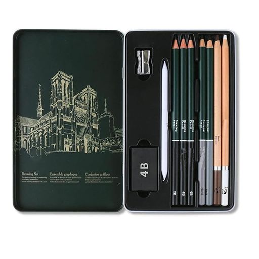 ペンシルセット:描画用鉛筆3本(2B/4B/6B)、黒炭鉛筆2本(ソフト/ハード)、彩色炭筆2本(白/茶)、擦筆1本、鉛筆削り1個、普通の消しゴム1個。 高品質:素描鉛筆は高品質な木材と黒鉛芯で作られており、柔らかく、巻きやすく、芯が折れにくいです。 特徴:セット内に異なる硬度段階の鉛筆と炭筆が収納されており、描画プロセスで様々な手法に対応し、描画ニーズを満たします。 携帯性デザイン:丈夫な金属のケースが付属し、絵画ツールを保護するだけでなく、外出時にも簡単に収納・持ち運びができ、いつでも得たインスピレーションを紙に書き留めることができます。 幅広いアートスタイルに対応:細部からダイナミックまで、モノクロのミニマリズムから光と影の豊かさ、初心者からプロまで、このセットは幅広いニーズに適応します。